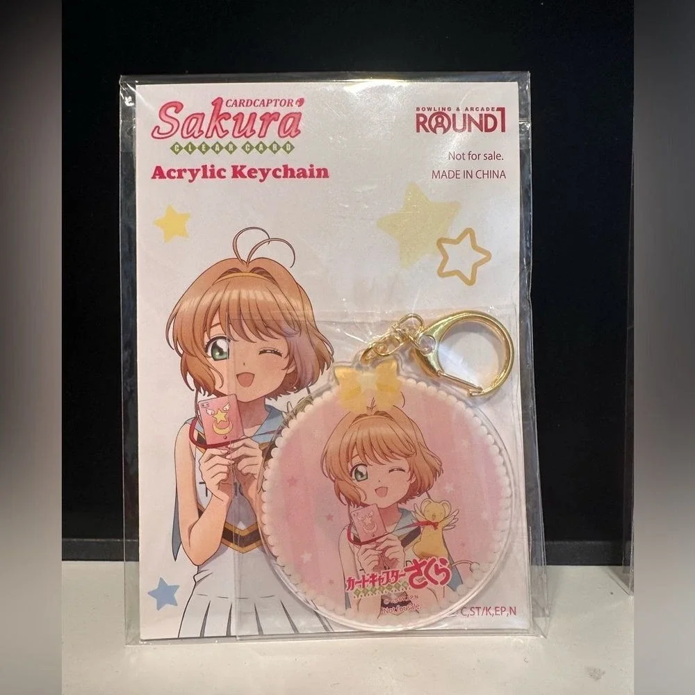 New Sakura Kinomoto Keychain Bag Charm Cardcaptor Sanrio Anime Round One